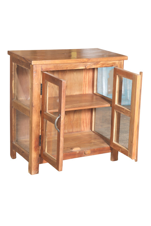 [[Old teak wood glass cabinet///Cabinet vitré en ancien bois de teck]]