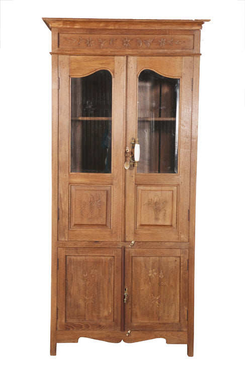 [[Old teak wood glass cabinet///Cabinet vitré en ancien bois de teck]]