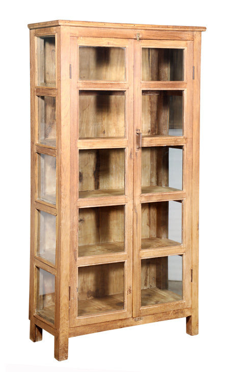 [[Old teak wood glass cabinet///Cabinet vitré en ancien bois de teck]]