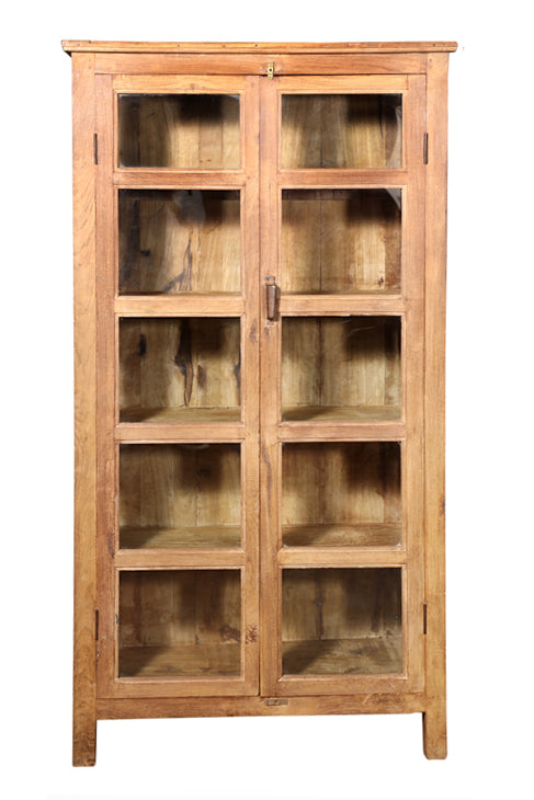 [[Old teak wood glass cabinet///Cabinet vitré en ancien bois de teck]]