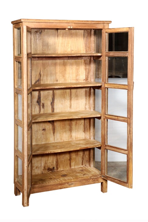[[Old teak wood glass cabinet///Cabinet vitré en ancien bois de teck]]