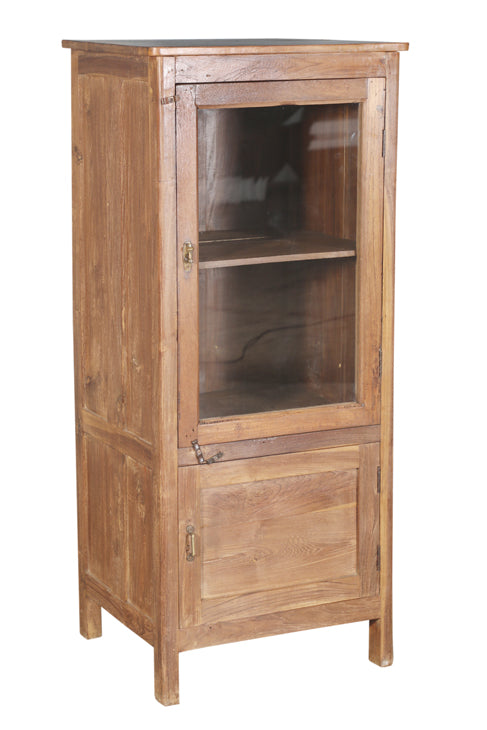 [[Old teak wood glass cabinet///Cabinet vitré en ancien bois de teck]]