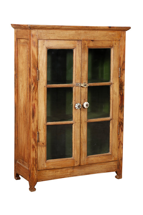 [[Old teak wood glass cabinet///Cabinet vitré en ancien bois de teck]]