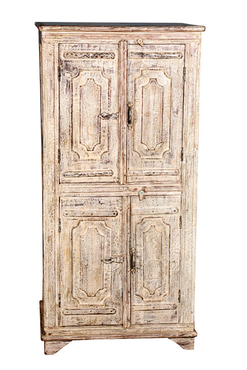 [[Pastel beige teak wood cabinet///Armoire beige pastel en bois de teck]]