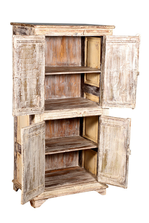 [[Pastel beige teak wood cabinet///Armoire beige pastel en bois de teck]]