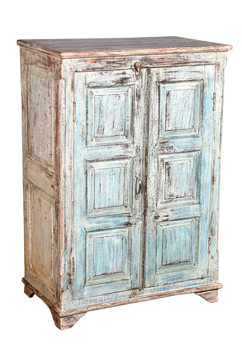 [[Pastel blue teak wood cabinet///Armoire bleue pastel en bois de teck]]
