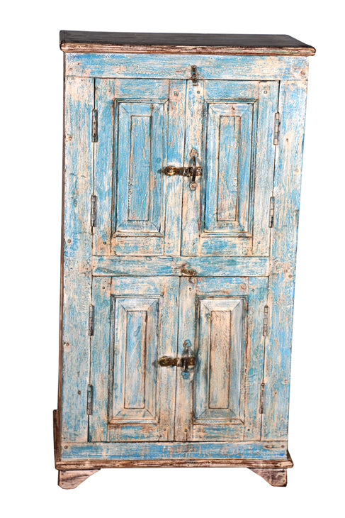 [[Pastel blue teak wood cabinet///Armoire bleue pastel en bois de teck]]