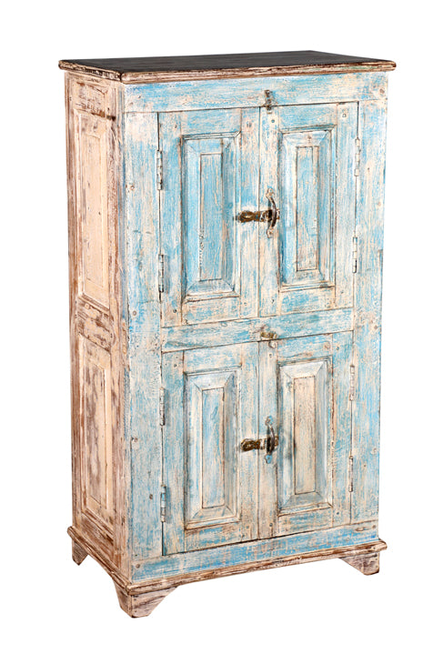 [[Pastel blue teak wood cabinet///Armoire bleue pastel en bois de teck]]