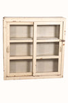 [[Whitewashed old teak wood glass cabinet///Cabinet vitré en ancien bois teck blanchi à la chaux]]