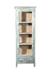 [[Tall and narrow reclaimed wood glass cabinet///Cabinet vitré haut et étroit en bois récupéré]]