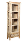 [[Tall and narrow reclaimed wood glass cabinet///Cabinet vitré haut et étroit en bois récupéré]]