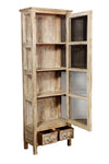 [[Tall and narrow reclaimed wood glass cabinet///Cabinet vitré haut et étroit en bois récupéré]]