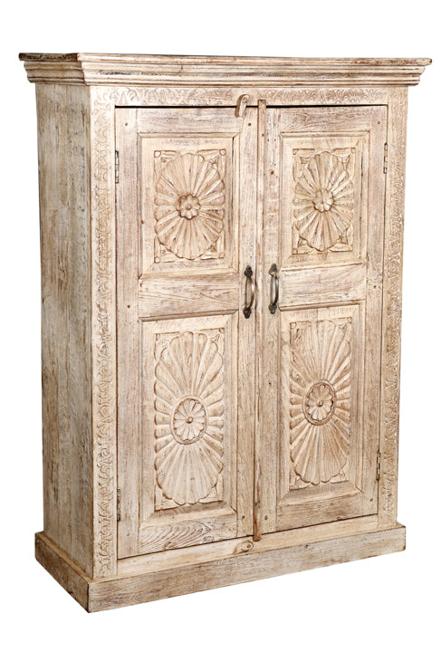 [[Pastel beige teak wood cabinet///Cabinet beige pastel en bois de teck]]