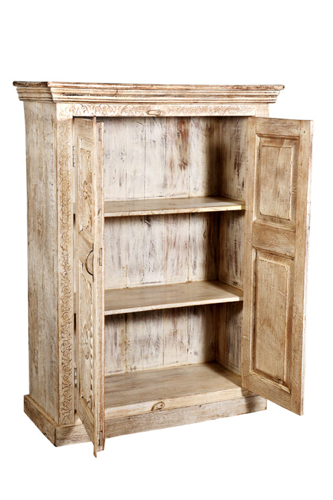 [[Pastel beige teak wood cabinet///Cabinet beige pastel en bois de teck]]