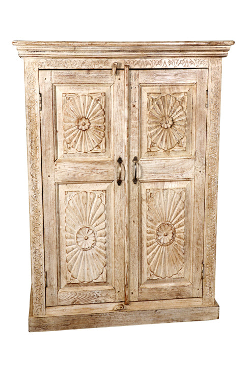 [[Pastel beige teak wood cabinet///Cabinet beige pastel en bois de teck]]