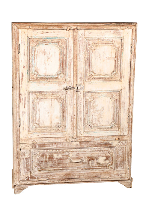 [[Pastel beige teak wood cabinet///Cabinet beige pastel en bois de teck]]