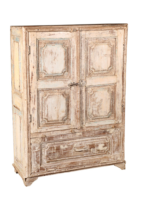 [[Pastel beige teak wood cabinet///Cabinet beige pastel en bois de teck]]