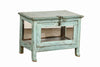 [[Pastel blue old teak wood glass cabinet///Cabinet vitré bleu pastel en ancien bois de teck]]