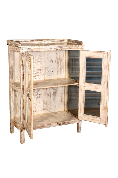 [[Old teak wood glass cabinet///Cabinet vitré en ancien bois de teck]]