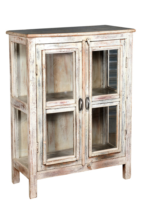 [[Old teak wood glass cabinet///Cabinet vitré en ancien bois de teck]]