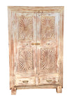 [[Pastel beige old teak wood cabinet///Cabinet beige pastel en ancien bois de teck]]