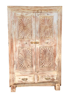  [[Pastel beige old teak wood cabinet///Cabinet beige pastel en ancien bois de teck]]