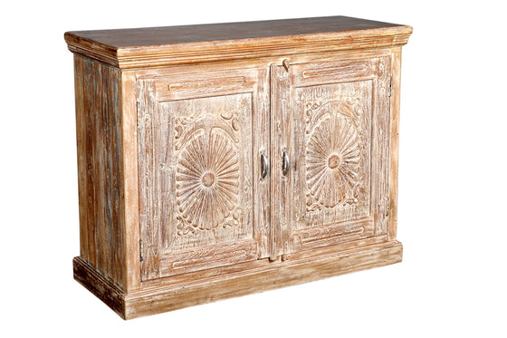 [[Pastel beige old teak wood dresser///Buffet beige pastel en ancien bois de teck]]