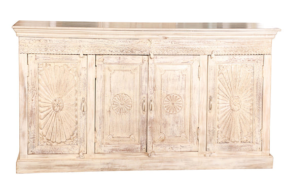 [[Pastel beige old teak wood dresser///Buffet beige pastel en ancien bois de teck]]