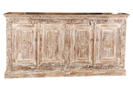 [[Pastel beige old teak wood dresser///Buffet beige pastel en ancien bois de teck]]