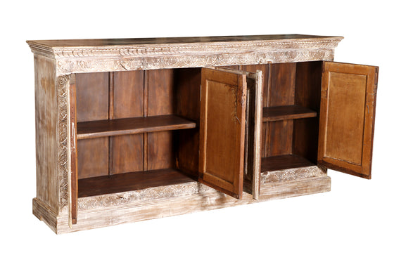 [[Pastel beige old teak wood dresser///Buffet beige pastel en ancien bois de teck]]