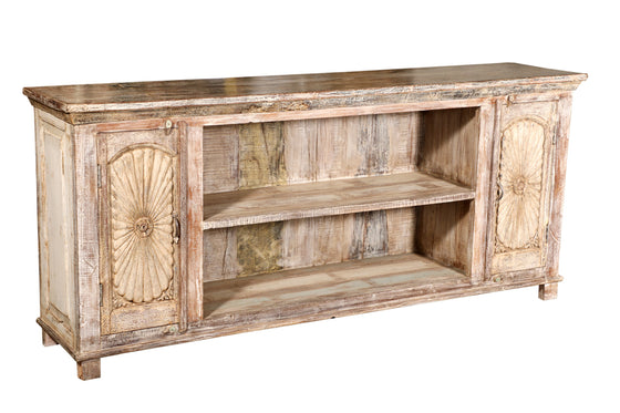 [[Pastel beige old teak wood TV-Unit///Meuble TV beige pastel en ancien bois de teck]]