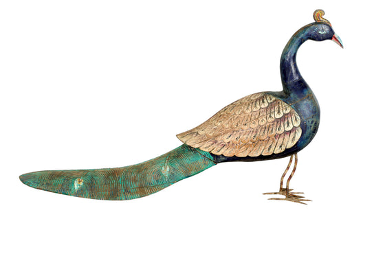 [[Hand carved wooden peacock///Paon en bois sculpté à la main]]