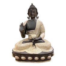  [[Antique black silver brass Buddha statue///Statue de Bouddha en laiton noir et argenté antique]]