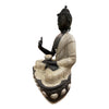 [[Antique black silver brass Buddha statue///Statue de Bouddha en laiton noir et argenté antique]]