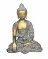[[Antique grey and gold brass Buddha statue///Statue de Bouddha en laiton gris et or antique]]