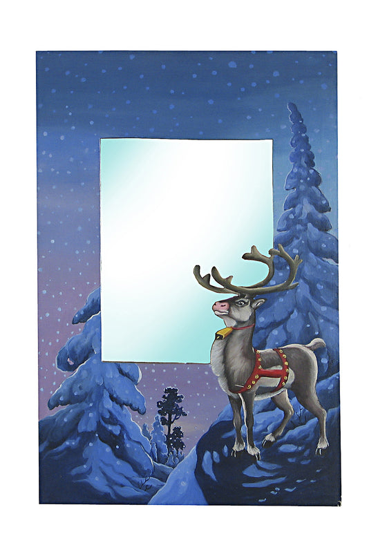 Hand Painted Reindeer Mirror//Miroir Peint à la Main