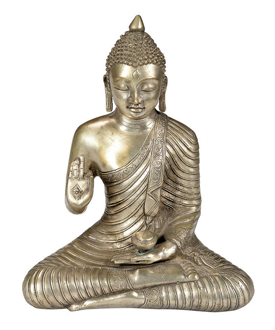 Silver brass Buddha//Bouddha argent en laiton