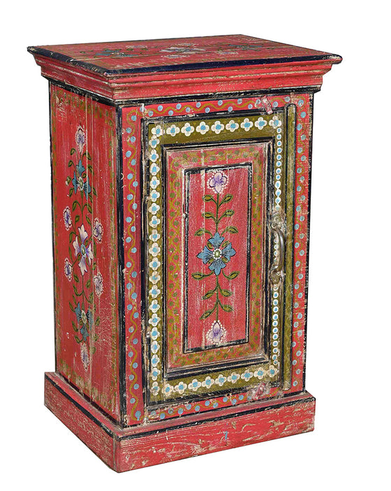 [[painted floral bedside table///Table de Chevet peinte à la main]]