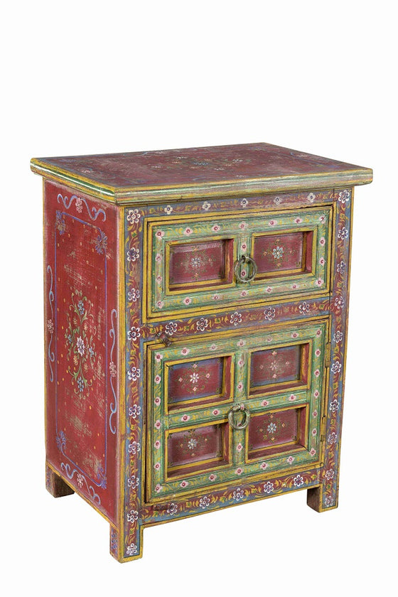 [[Small hand painted floral cabinet///Petit cabinet floral peint à la main]]