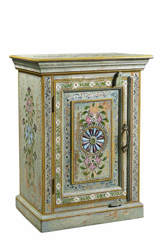 [[Hand painted floral bedside table///Table de chevet peinte à la main]]