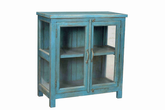 [[Jodhpur blue : Vintage glass cabinet///Jodhpur blue : Armoire en verre d'époque]]