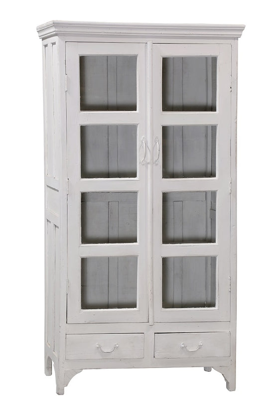 [[Whitewashed vintage glass cabinet///Armoire en verre ancienne blanchie à la chaux]]