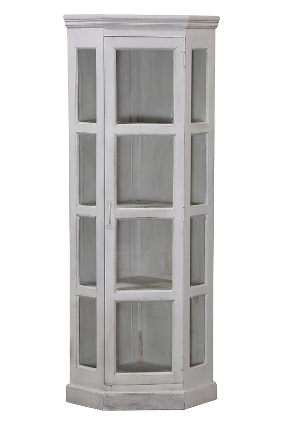 [[Whitewashed corner display cabinet///Vitrine d'angle blanchie à la chaux]]