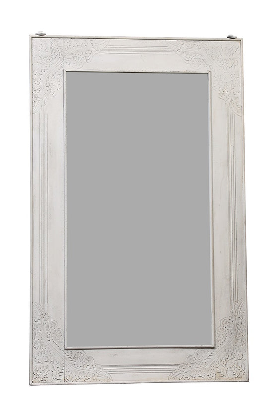 [[Hand carved white mirror frame///Cadre de miroir blanc sculpté à la main]]