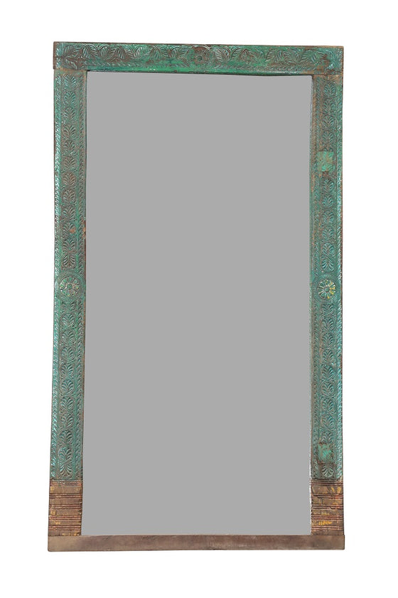 [[Old teak door frame with a mirror///Vieux cadre de porte en teck avec un miroir]]