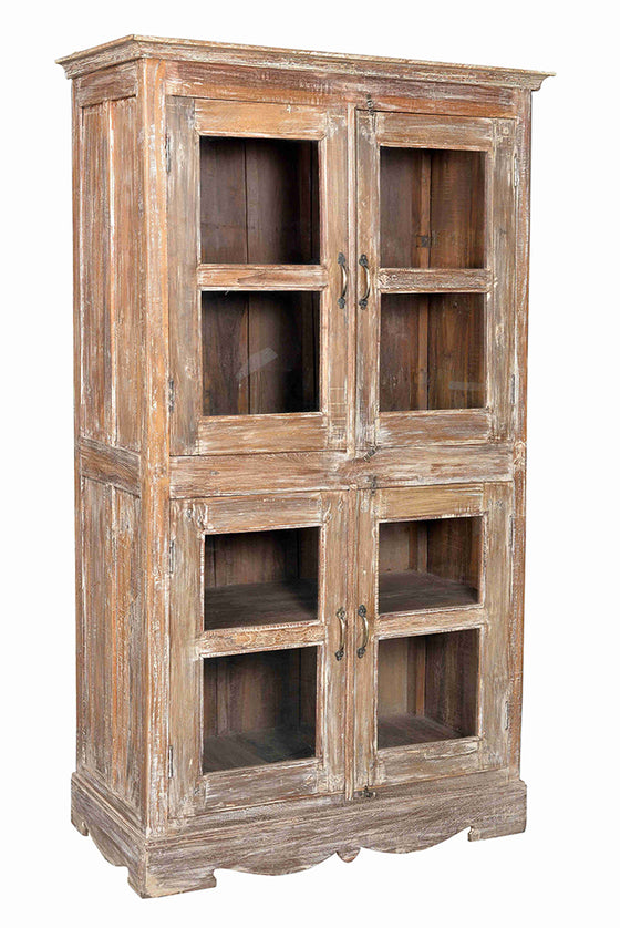 [[Old teak wood glass cabinet///Ancien cabinet vitré en teck]]