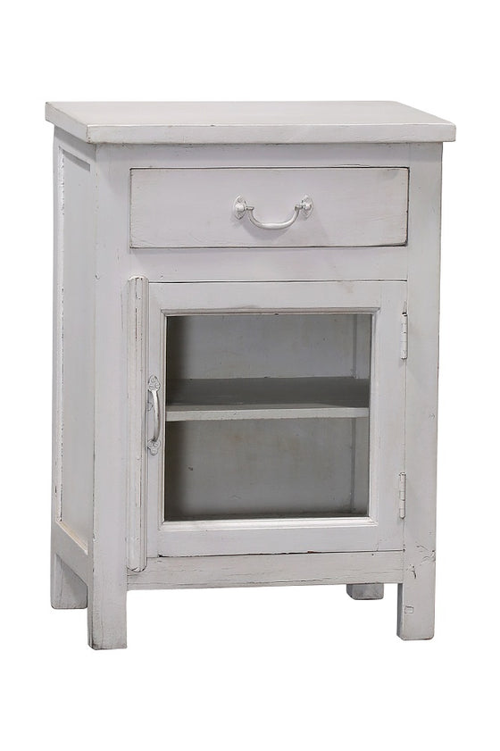 [[Whitewashed old teak bedside table///Table de nuit en vieux teck blanchi à la chaux]]