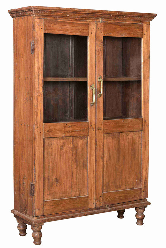 [[Old teak wood glass cabinet///Ancienne vitrine en bois de teck]]