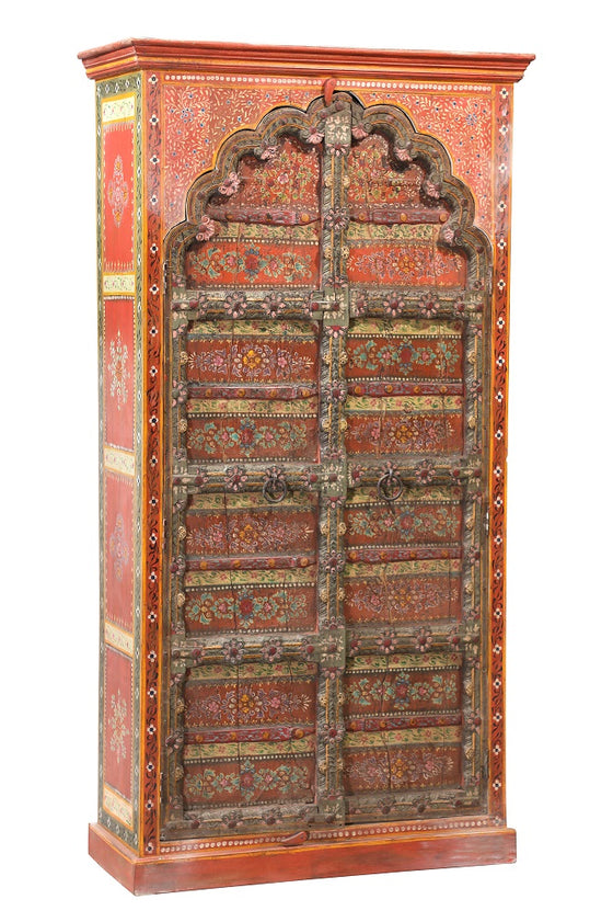 [[Hand painted old teak door cabinet///Vieille armoire à portes en teck peinte à la main]]