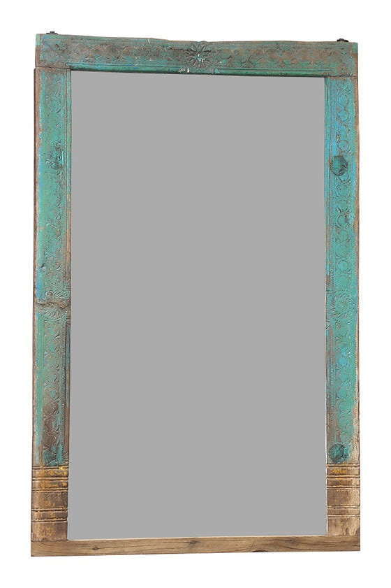 [[Old teak door frame with a mirror///Vieux cadre de porte en teck avec un miroir]]